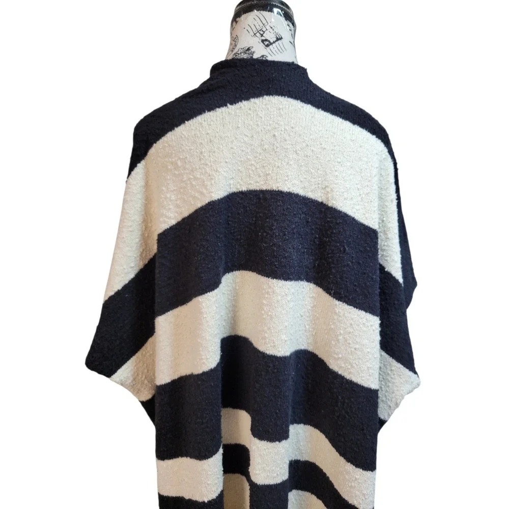 By‎ Together Black and Cream Striped Shrug M/L Boho-chic  Oversized Scandi Style